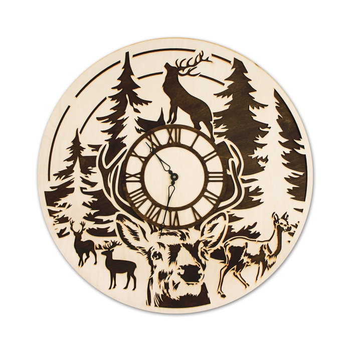 PNS - DEAR AND THE FOREST drevené nástenné hodiny